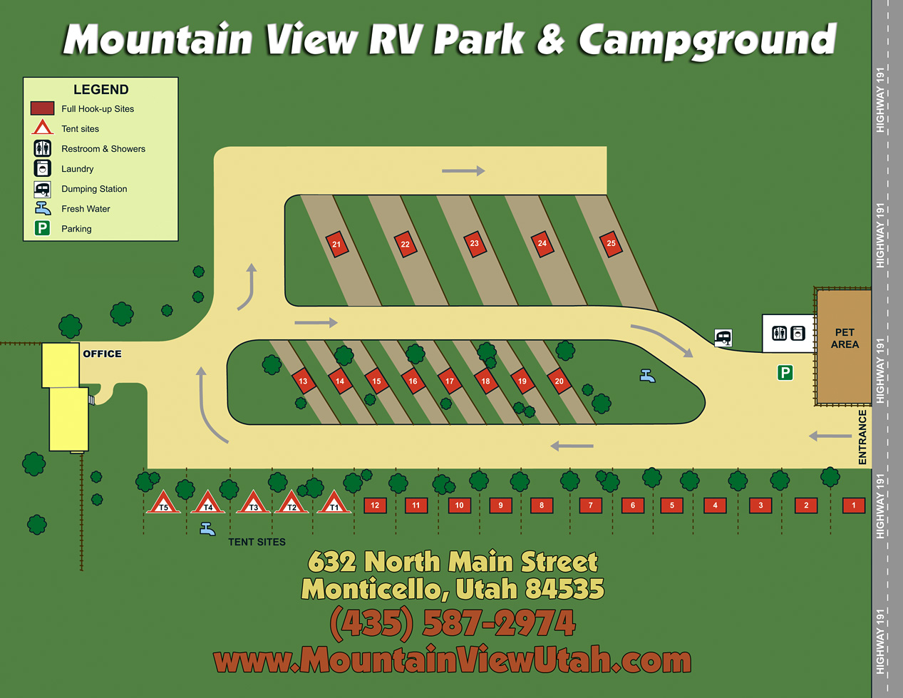 Mountain View Campground and RV Park Site Map